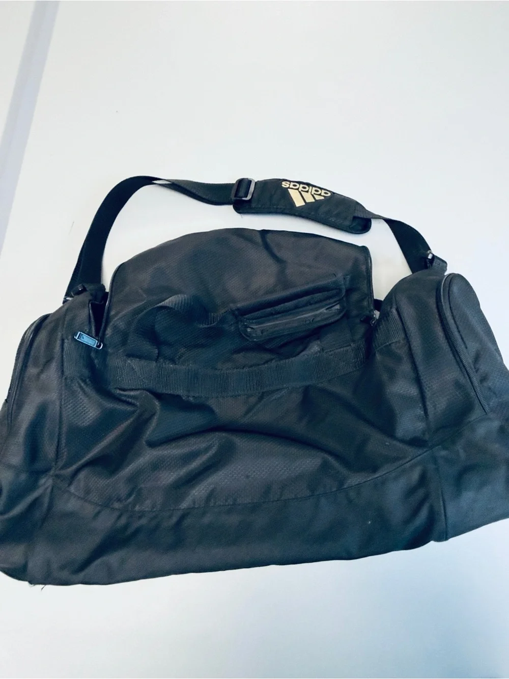 adidas Black Duffel Bag with Gold Logo